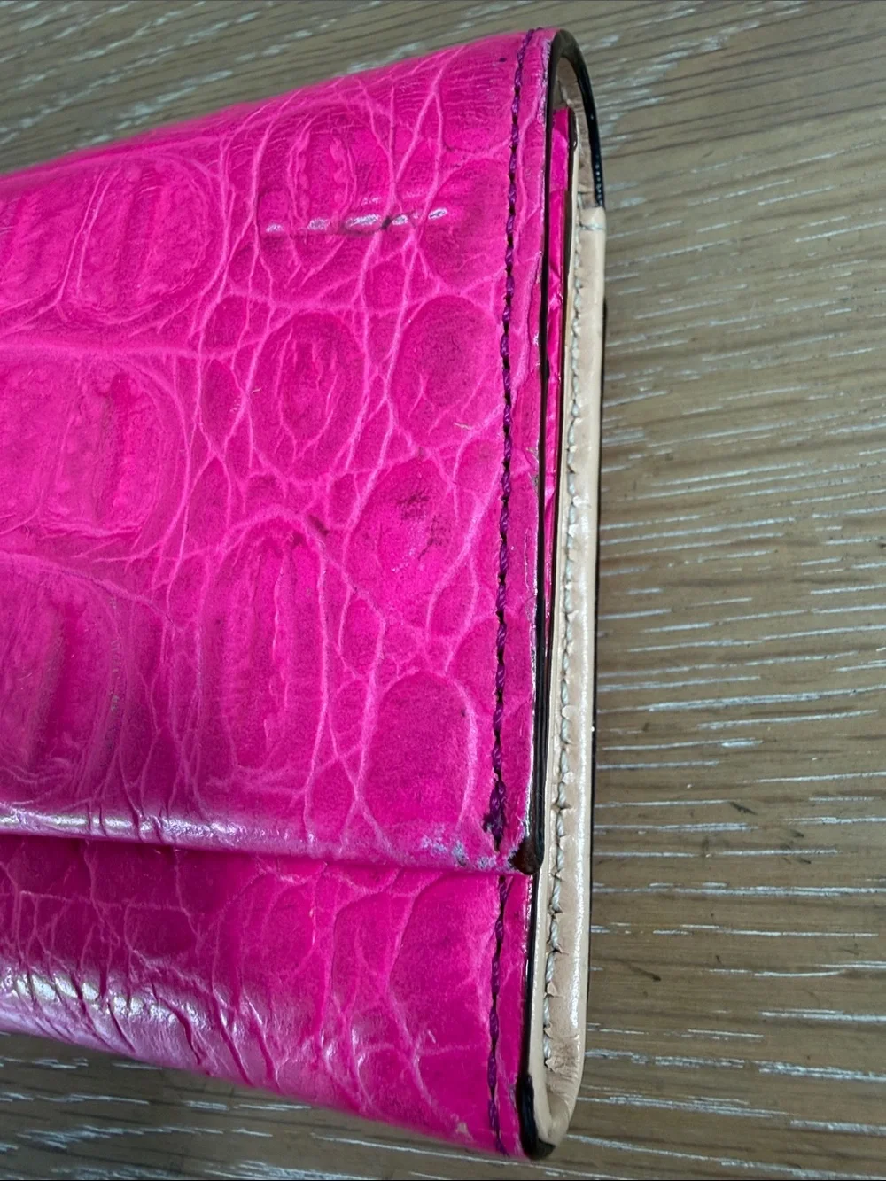 HOT PINK Kate Spade New York Wallet Textured Crocodile Embossed Leather Finish